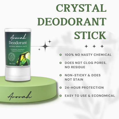 Crystal Deodorant Stick - Natural Mineral Salt Deodorant - Unscented