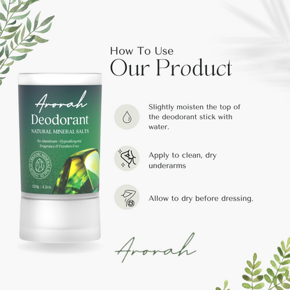 Crystal Deodorant Stick - Natural Mineral Salt Deodorant - Unscented