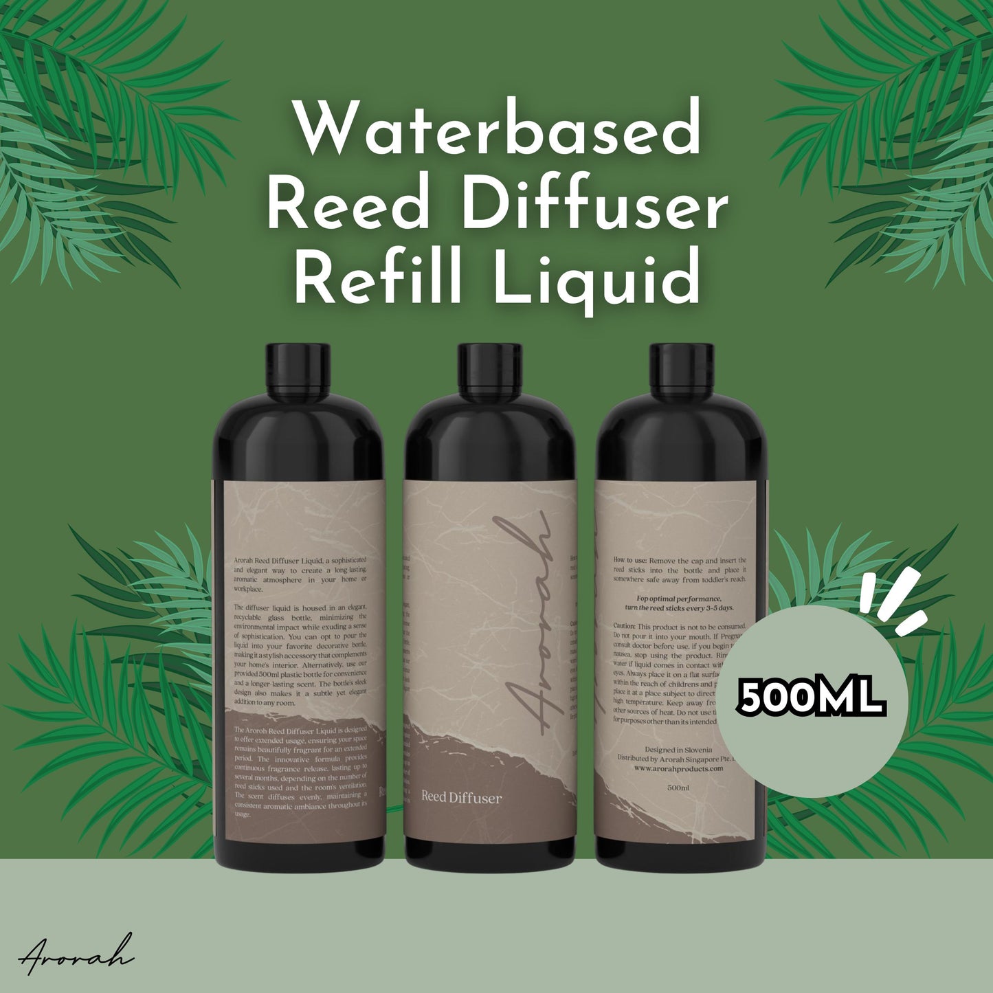 Waterbased Reed Diffuser Refill Liquid - 500ml